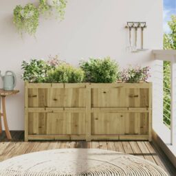 Berkfield Home Garden Planter 150x50x70 cm Impregnated Wood Pine in Brown - Size: 150 x 50 x 70 cm - thumbnail 3