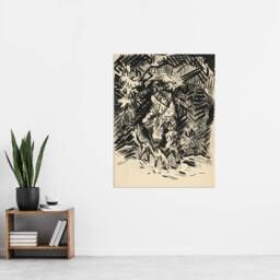 "Artery8 Hunter With Child & Hound Kubincan Wall Art Poster Print in Black - Size: W24"" x H32""" - thumbnail 4