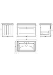 Balterley 800mm Wall Hung 1 Drawer Unit & Classic Basin 3 Tap Hole - Satin White - thumbnail 2