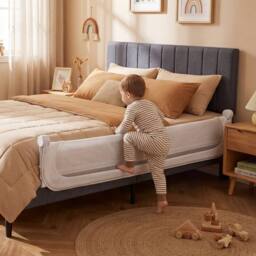 CASART Foldable Toddler Bed Rail 178 cm Long Adjustable Baby Bed Rail Guard in White - thumbnail 1
