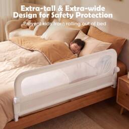 CASART Foldable Toddler Bed Rail 178 cm Long Adjustable Baby Bed Rail Guard in White - thumbnail 6