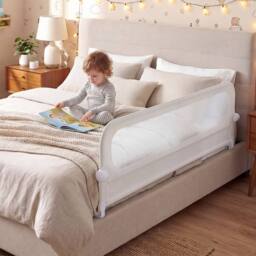 CASART Foldable Toddler Bed Rail 178 cm Long Adjustable Baby Bed Rail Guard in White - thumbnail 5