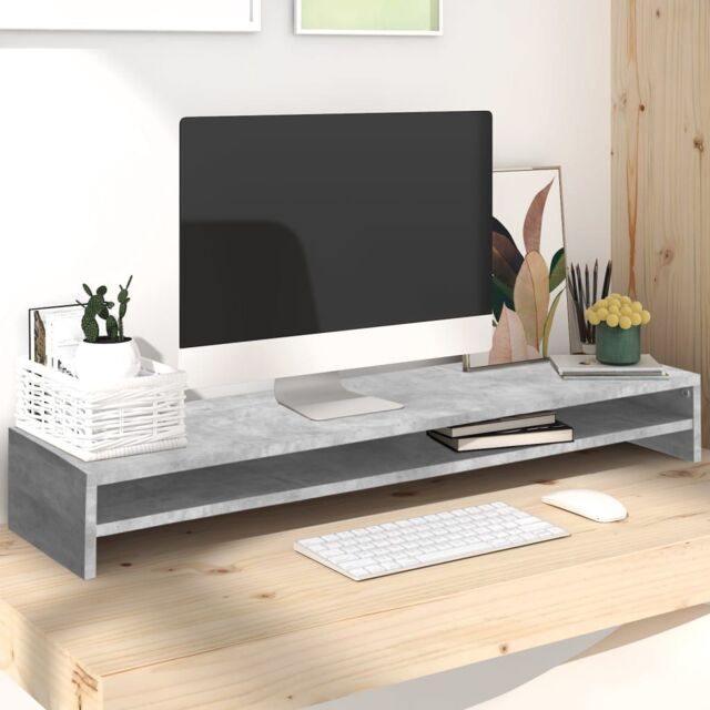 Berkfield Home Monitor Stand Concrete Grey 100x24x13 cm Engineered Wood - Size: 100 x 24 x 13 cm - image 1