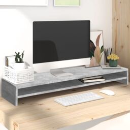 Berkfield Home Monitor Stand Concrete Grey 100x24x13 cm Engineered Wood - Size: 100 x 24 x 13 cm - thumbnail 1