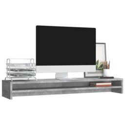 Berkfield Home Monitor Stand Concrete Grey 100x24x13 cm Engineered Wood - Size: 100 x 24 x 13 cm - thumbnail 3