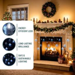 Globrite 104 LED Curtain Fairy Lights with 8 Modes - Star - Cool White - thumbnail 3