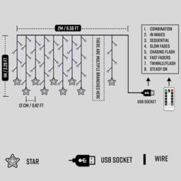 Globrite 104 LED Curtain Fairy Lights with 8 Modes - Star - Cool White - thumbnail 6