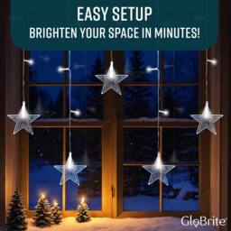 Globrite 104 LED Curtain Fairy Lights with 8 Modes - Star - Cool White - thumbnail 7