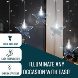 Globrite 104 LED Curtain Fairy Lights with 8 Modes - Star - Cool White - thumbnail 2