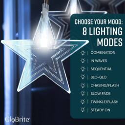 Globrite 104 LED Curtain Fairy Lights with 8 Modes - Star - Cool White - thumbnail 5