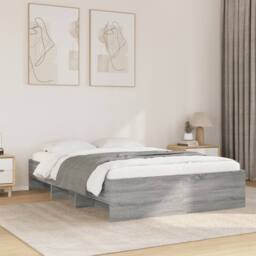 Berkfield Home Durable Bed Frame without Mattress Grey Sonoma 140x190 cm Enginee - thumbnail 2