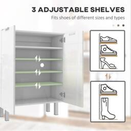 Wyld Haus High Gloss White 5 Shelf Shoe Storage Cupboard - thumbnail 4