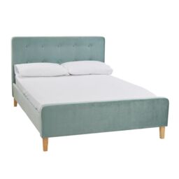 Lemon Pavilion Furniture Pierre 4.6 Double Bed - Velvet - L208.5 x W144.5 x H104 cm - Aqua in Blue - thumbnail 1