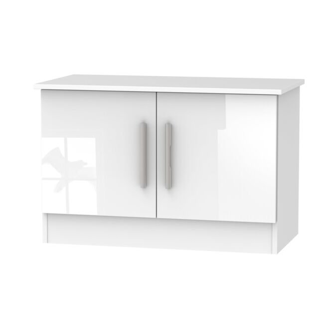 Ready Assembled 2 U Trent Compact 2 Door TV & Media Unit (Ready Assembled) in White - image 1