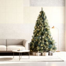 Shatchi 5FT Pre lit Kentucky Christmas Tree With Long life Energy Saving Warm White LED Lights in Green - thumbnail 1