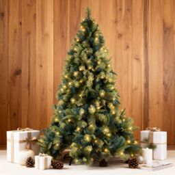 Shatchi 5FT Pre lit Kentucky Christmas Tree With Long life Energy Saving Warm White LED Lights in Green - thumbnail 6