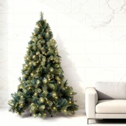 Shatchi 5FT Pre lit Kentucky Christmas Tree With Long life Energy Saving Warm White LED Lights in Green - thumbnail 5