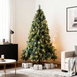 Shatchi 5FT Pre lit Kentucky Christmas Tree With Long life Energy Saving Warm White LED Lights in Green - thumbnail 4