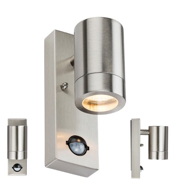 Netlighting Stainless Steel Wall Light with Pir 230V IP44 GU10 in Grey