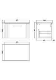 Balterley 1 Drawer Wall Hung Vanity Unit Marble Laminate Worktop, Blue 600mm - thumbnail 2