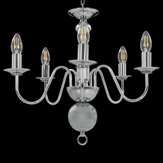 Berkfield Home Elegant Chandelier Silver 5 x E14 Bulbs - image 1
