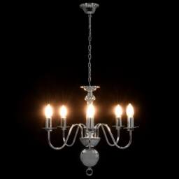 Berkfield Home Elegant Chandelier Silver 5 x E14 Bulbs - thumbnail 5
