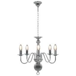 Berkfield Home Elegant Chandelier Silver 5 x E14 Bulbs - thumbnail 4