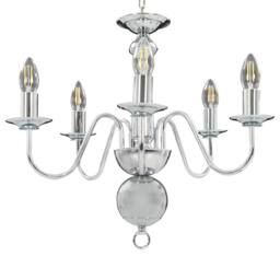 Berkfield Home Elegant Chandelier Silver 5 x E14 Bulbs - thumbnail 3