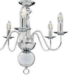 Berkfield Home Elegant Chandelier Silver 5 x E14 Bulbs - thumbnail 8