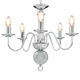 Berkfield Home Elegant Chandelier Silver 5 x E14 Bulbs - thumbnail 2