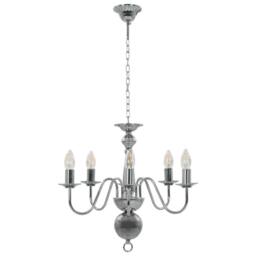 Berkfield Home Elegant Chandelier Silver 5 x E14 Bulbs - thumbnail 6
