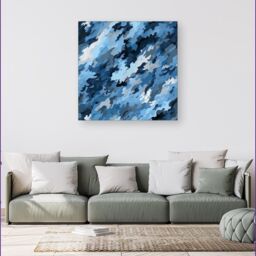 Warren Reed - Designer Blue & Grey Canvas Brushstrokes Canvas - Size: w10 inch x h10 inch - thumbnail 4