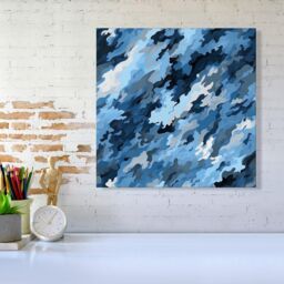 Warren Reed - Designer Blue & Grey Canvas Brushstrokes Canvas - Size: w10 inch x h10 inch - thumbnail 2