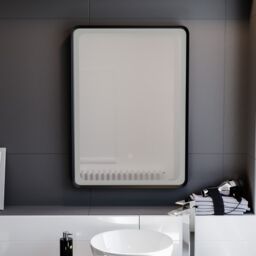 Nes Home Touch Sensor Bathroom LED Mirror Demister 500x700mm Matte Black in Silver - thumbnail 3