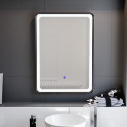 Nes Home Touch Sensor Bathroom LED Mirror Demister 500x700mm Matte Black in Silver - thumbnail 2