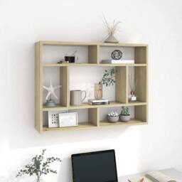 Berkfield Home Wall Shelf Sonoma Oak 75x16x55 cm Engineered Wood in Brown - Size: 75 x 16 x 55 cm - thumbnail 2