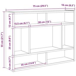 Berkfield Home Wall Shelf Sonoma Oak 75x16x55 cm Engineered Wood in Brown - Size: 75 x 16 x 55 cm - thumbnail 6