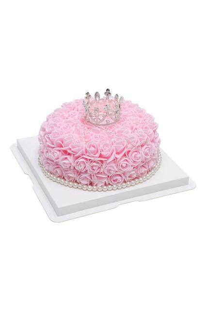 Living and Home Artificial Rose Cake with Gift Box in Bright Pink - image 1