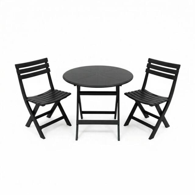 Alivio 3-Piece Folding Bistro Table & Chairs Set, Foldable Space-Saving Patio Furniture Set w/ Round Table & 2 Chairs, Durable Indoor Outdoor Cafe - image 1