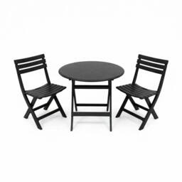 Alivio 3-Piece Folding Bistro Table & Chairs Set, Foldable Space-Saving Patio Furniture Set w/ Round Table & 2 Chairs, Durable Indoor Outdoor Cafe - thumbnail 1