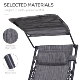 OUTSUNNY Zero Gravity Chair Adjustable Patio Lounge w/ Cup Holder in Grey - thumbnail 6