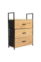 H&O Direct Freestanding 3-Drawer Wood & Fabric Storage Cabinet in Natural - thumbnail 5