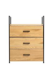 H&O Direct Freestanding 3-Drawer Wood & Fabric Storage Cabinet in Natural - thumbnail 4