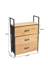 H&O Direct Freestanding 3-Drawer Wood & Fabric Storage Cabinet in Natural - thumbnail 6