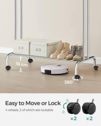 SONGMICS Heavy Duty Double Clothes Rail with Shelf & Wheels in Silver - thumbnail 5