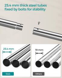 SONGMICS Heavy Duty Double Clothes Rail with Shelf & Wheels in Silver - thumbnail 6
