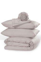 The Linen Consultancy 'TLC 5 Star Hotel Concept' 500TC Cotton Sateen Extra Deep Fitted Sheet in Silver - Size: King Fitted - thumbnail 3