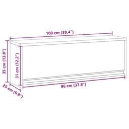 Berkfield Home Tool Cabinet Wall-Mounted with Gas-Lift Door Black 100x25x35 cm in Grey - Size: 100 x 25 x 35 cm - thumbnail 9