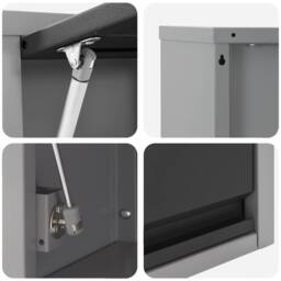 Berkfield Home Tool Cabinet Wall-Mounted with Gas-Lift Door Black 100x25x35 cm in Grey - Size: 100 x 25 x 35 cm - thumbnail 8