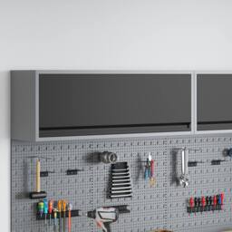 Berkfield Home Tool Cabinet Wall-Mounted with Gas-Lift Door Black 100x25x35 cm in Grey - Size: 100 x 25 x 35 cm - thumbnail 1